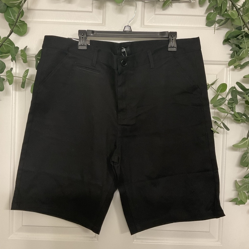 START  Tart Black Flat-Front Mens Shorts. STRETCH SIZE   38 - Picture 2 of 9